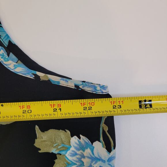 Apparenza 2 Piece Floral Top Set Tank & Sheer Layer Blouse XL Black Blue - Picture 5 of 9